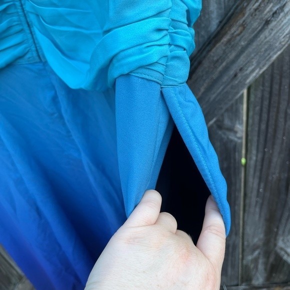 WAYWARD FANCIES eShakti Ombre Print Crepe Pleated Empire Maxi Dress 3X - Picture 8 of 8